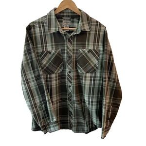 L.L. Bean Button Up Twill Flannel Shirt Men’s size Large Green Plaid #500273